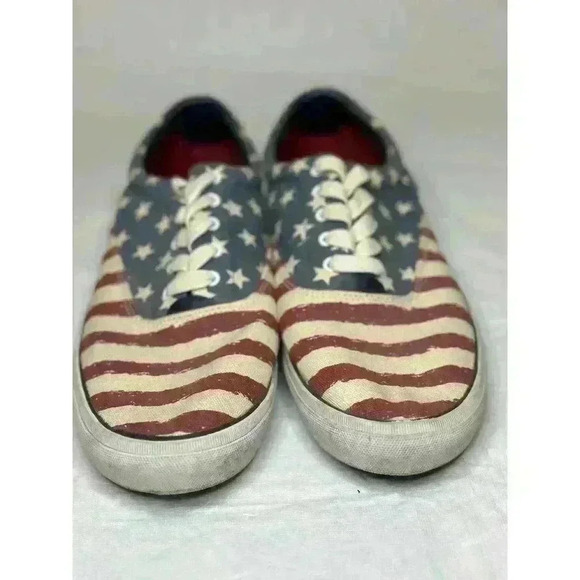 Tommy Hilfiger Mens Size 10.5 Patriot * Stars & Strips Canvas Shoes Red/Wht/Blue - Picture 3 of 8